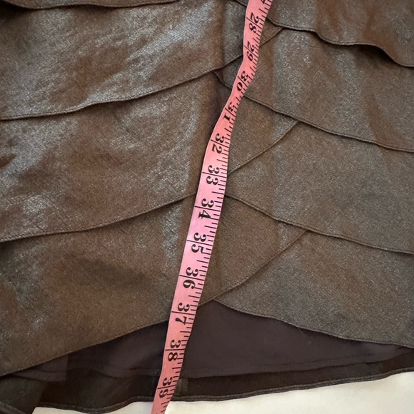 Adrianna Papell Brown Embroidered Floral Overlay Top Shimmer Tiered Dress NWT 6 - Picture 15 of 15